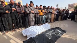 Funeral held in Khan Younis for 16 Palestinians killed in Israeli attack