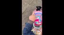 Unusual choice: Little girl uses her middle finger to point at everything around