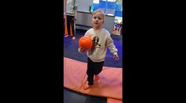Son Fails Trampoline Basketball Slam Dunk