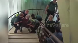 Spain: Civil Guard Carries Elderly Person In Invalid Chair During Massive Blackout In Spain