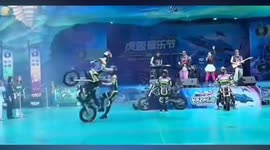 Bikers land on spectators during stunt show in China