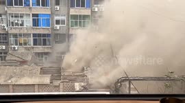 Record-breaking winds batter north China - roofs ripped off and trees uprooted