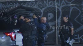 US, Los Angeles: Downtown Los Angeles LAPD Takes Barricaded Suspect Into Custody