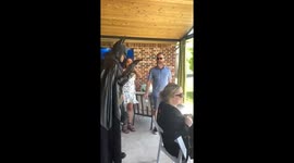 Batman surprise at child's birthday party in Dallas, Texas