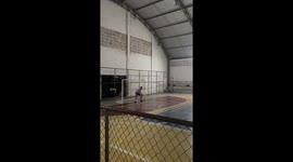 Goalkeeper falls after hitting goalpost in Brazil