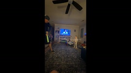 Dad accidentally hits son while playing ball in living room