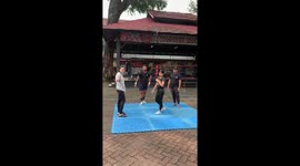Cheerleading practise goes wrong as girl falls to ground