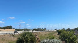 Busy i95 interstate 95 highway in Florida. With vehicles traveling in each direction