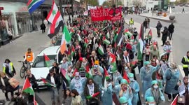 Sweden: Hundreds rally in central Stockholm against Israel's ongoing genocide in Gaza on May Day