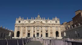 Vatican City: Vatican firefighters install chimney on Sistine Chapel ahead of Papal Conclave