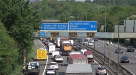 May Bank Holiday Traffic builds on the M5 Motorway near West Bromwich, Birmingham