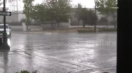 US, Los Angeles: Lancaster Heavy Rain With Light Hail