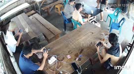 Lightning strikes phone during thunderstorm in Medan