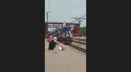 Protest Atop Crowded Train in Dhaka