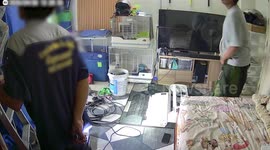 Gas cylinder explodes as technicians repair air-con unit