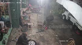 Tyre explodes while being inflated by mechanic