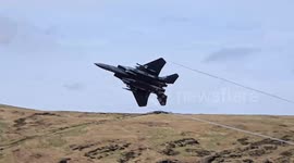 USAF F-15E Strike Eagles and KC-135 Stratotanker aircraft thunderous noise low flying at Honister