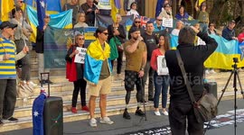 Ukrainian defender speaks at Stand with Ukraine rally - Sydney, Australia