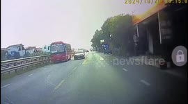 The driver swerved in time to avoid the boy riding a bicycle across the road without looking