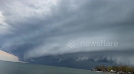 Shelf clouds spotted over Lake Erie in Ontario