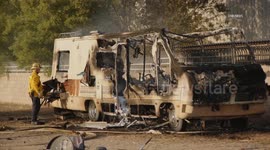 US, Los Angeles: Lancaster RV Fire Leaves Man With Severe Burns Graphic Content