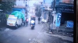 Bull steals scooter from outside shop and goes for a joy ride