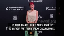 Lily Allen thanks friends who 'showed up' to birthday party amid 'tricky circumstances'