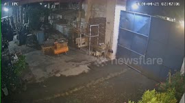 Truck hits and runs over closed gate in Lumajang, East Java