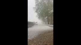 Paris hailstorm covers street with chunks of ice