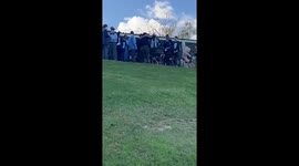 Man falls forward after trolley tips during slope ride in Johannesburg, South Africa