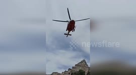 Italy: Helicopter Rescues Injured Hiker Near Tibetan Bridge in Matera