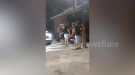Australian and British tourist fight on street in Thai 'Sin City' Pattaya