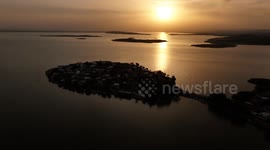 Türkiye: Historic Golyazi peninsula glows under sunset in northwestern Türkiye