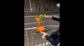 Toy creates small bubbles inside a big bubble in Jiangxi, China