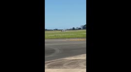 Training jet's landing gear collapses while touching down in Malaysia