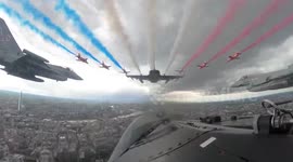 RAF Typhoons and Red Arrows fly over London for VE Day 80th anniversary