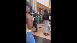 Security guards clash with Palestine protesters at Columbia University