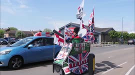 Pensioner parades mobility scooter tank for 80th VE Day in Kent, UK