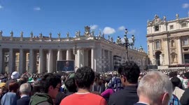 Vatican City: People listen to the prayers at Pope Francis’ funeral in Vatican City