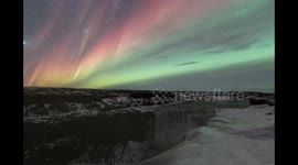 Auroras Dance Over Iceland’s Most Powerful Waterfall