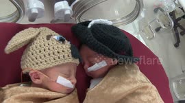 Nurses dresses newborn babies in Cleveland Cavaliers basketball outfits