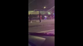 Police seen grappling with suspect in California