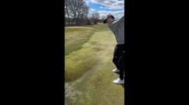 Water bump gushes on golf field in Pennsylvania, USA