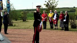 Victory in Europe, VE Day. Cornwall Lord Lieutenant at wreath laying, RBL Memorial Forest, Cornwall, UK