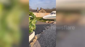 Dad turns 1970s private jet into tiny home - complete with original cockpit