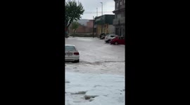 Hailstorm causes flooding in Valencia, Spain