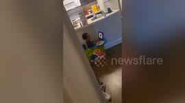 Tot's funny reaction after he swaps Ms. Rachel for car crash videos on his tablet