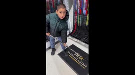 Hockey stick snaps while testing at store in Moscow, Russia