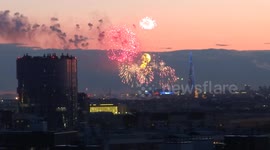 Russia is celebrating 80th anniversary of Victory Day in WWII with fireworks over St Petersburg, Russia