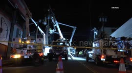 US, Los Angeles: West Hollywood Dump Truck Strikes Rear of Whiskey A Go Go B Roll